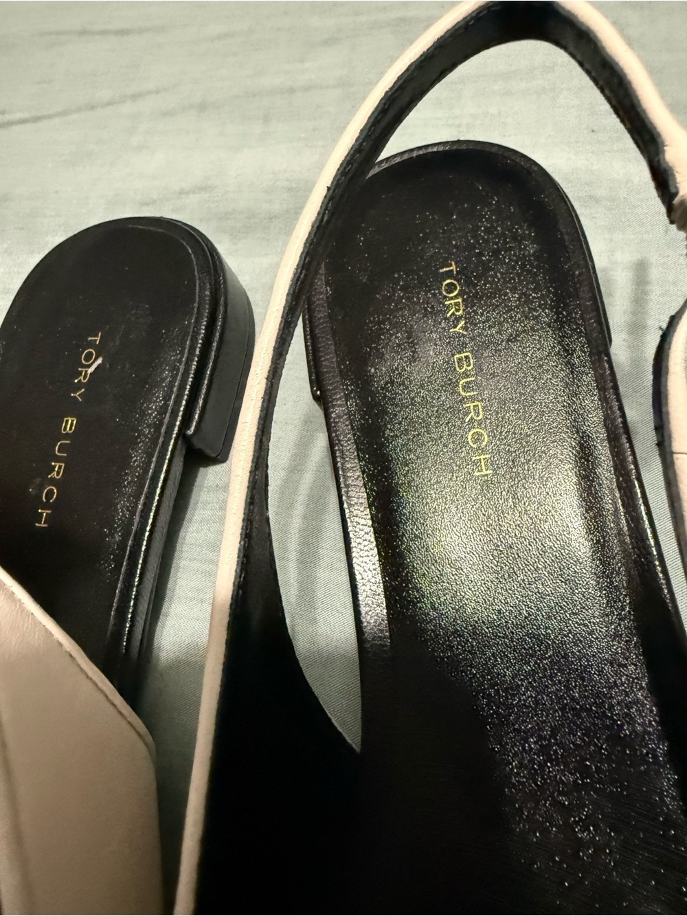 Tory Burch Women’s Cap toe Slingback Ballet Flats in Black & light Cream - Picture 5 of 10